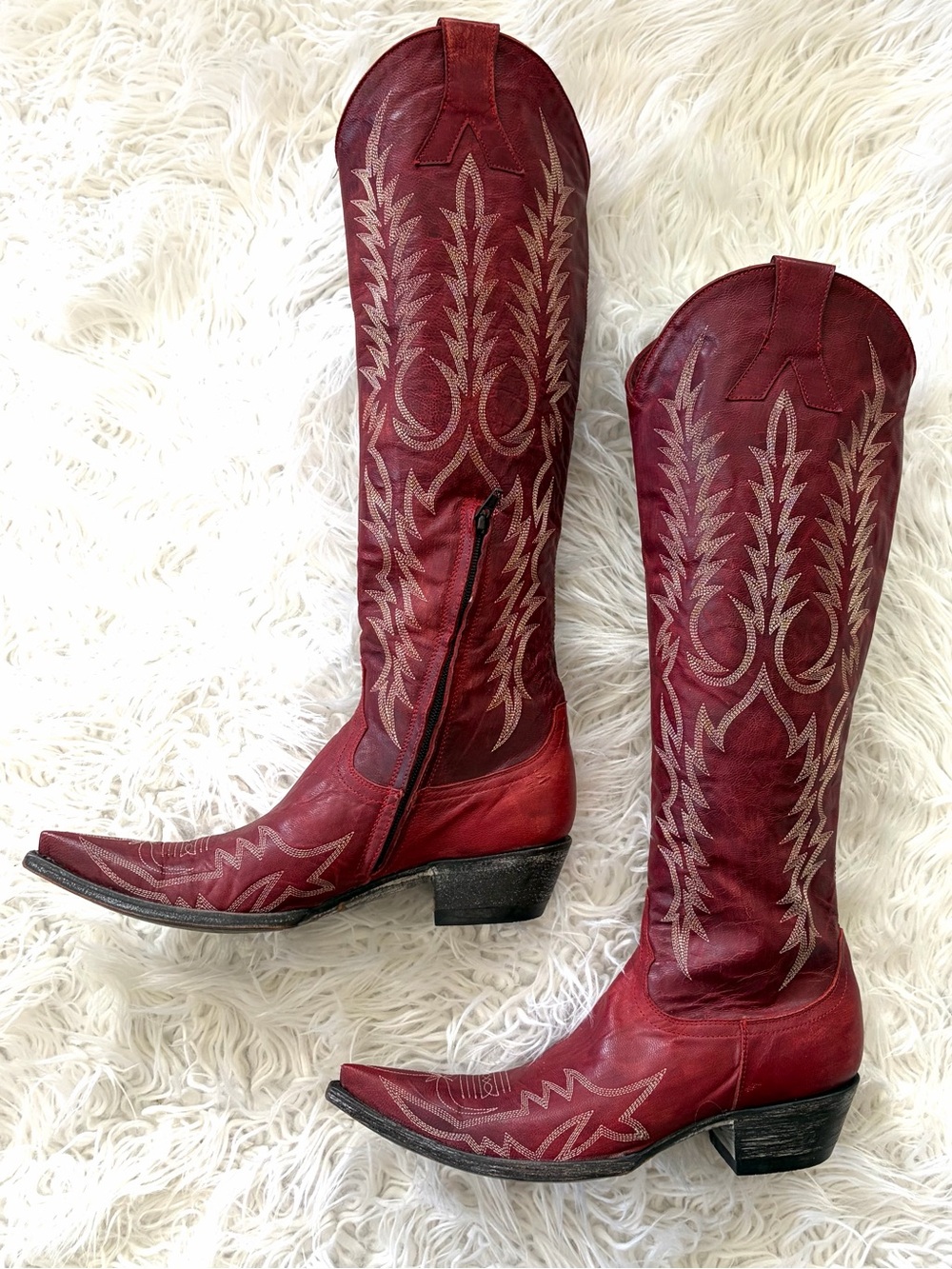 Old Gringo Women’s Mayra Red Tall Embroidered Cowboy Boots Snip Toe Size 9 - Picture 5 of 12